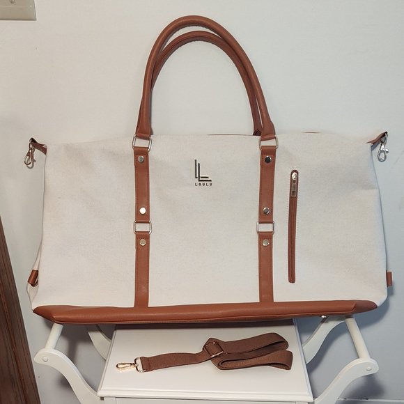 Loulu canvas weekender bag with vegan leather accents, excellent, like new cond. - Picture 1 of 5